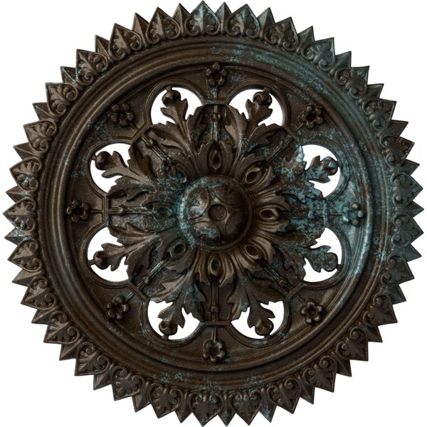 Ekena Millwork York Ceiling Medallion (Fits Canopies up to 3 5/8"), 21 5/8"OD x 2 1/2"P, Bronze Blue Patina CM21YOBBS - main
